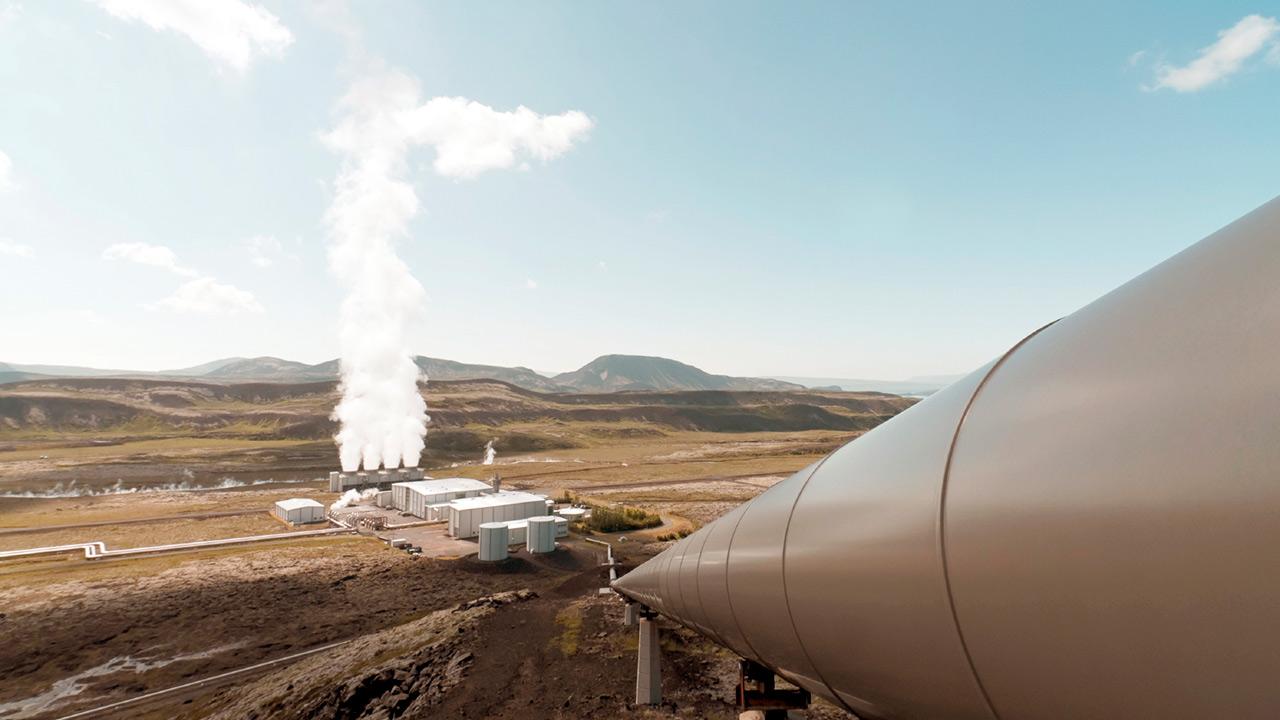 Geothermal power plant in open area